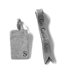 {Jewel Kade} "S" charm & Message Ribbon in Pewter